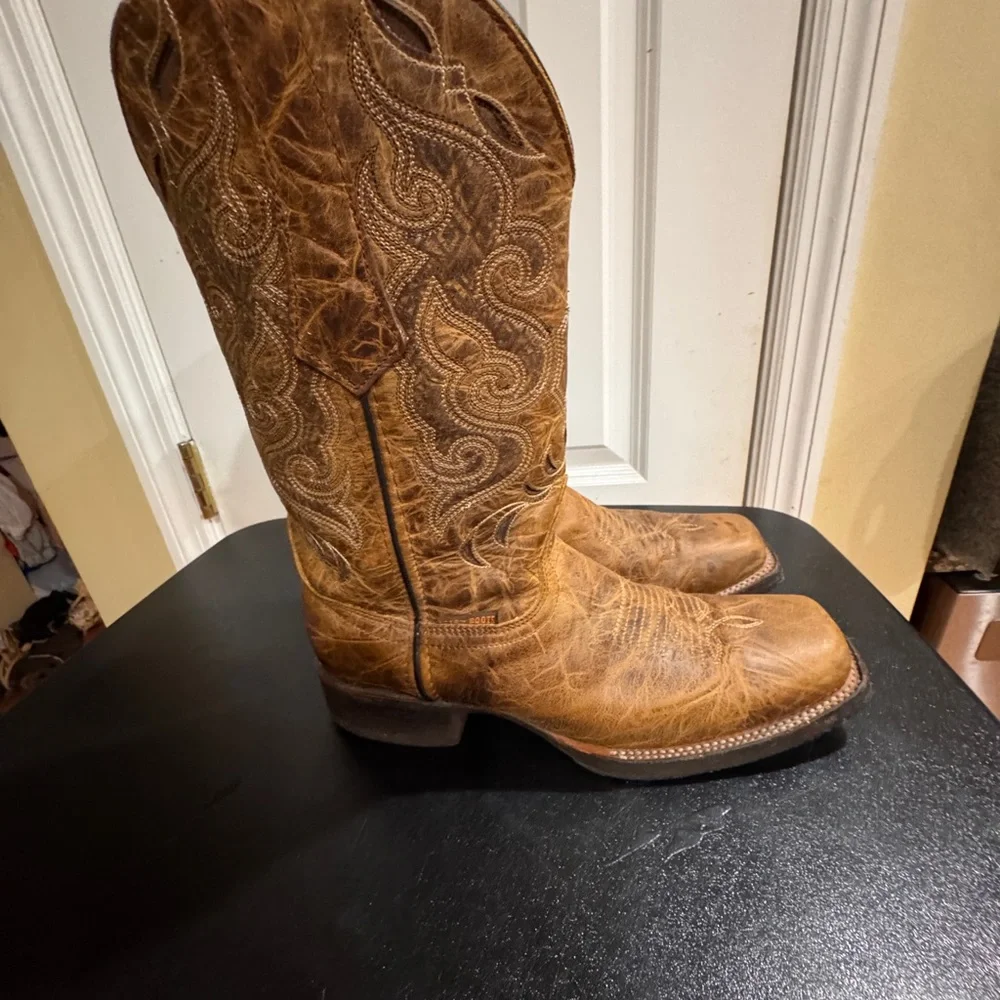 Soto Tan Leather Cowboy Boots 10.5